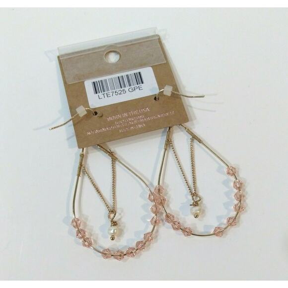 Mia Gold Faux Pearl & Bead Teardrop Dangle Hook Earrings Handmade Kim Min Sun - Picture 7 of 8